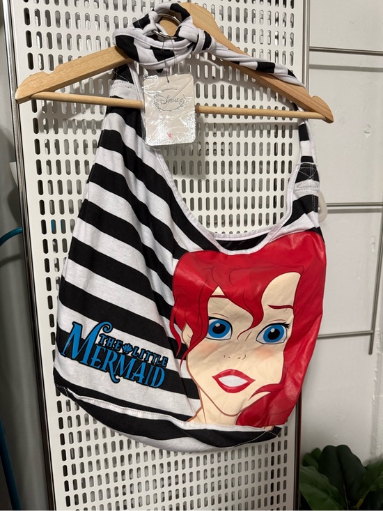 Disney Handbags - Disney Ariel Black & White Striped Shoulder Bag with Red Graphic